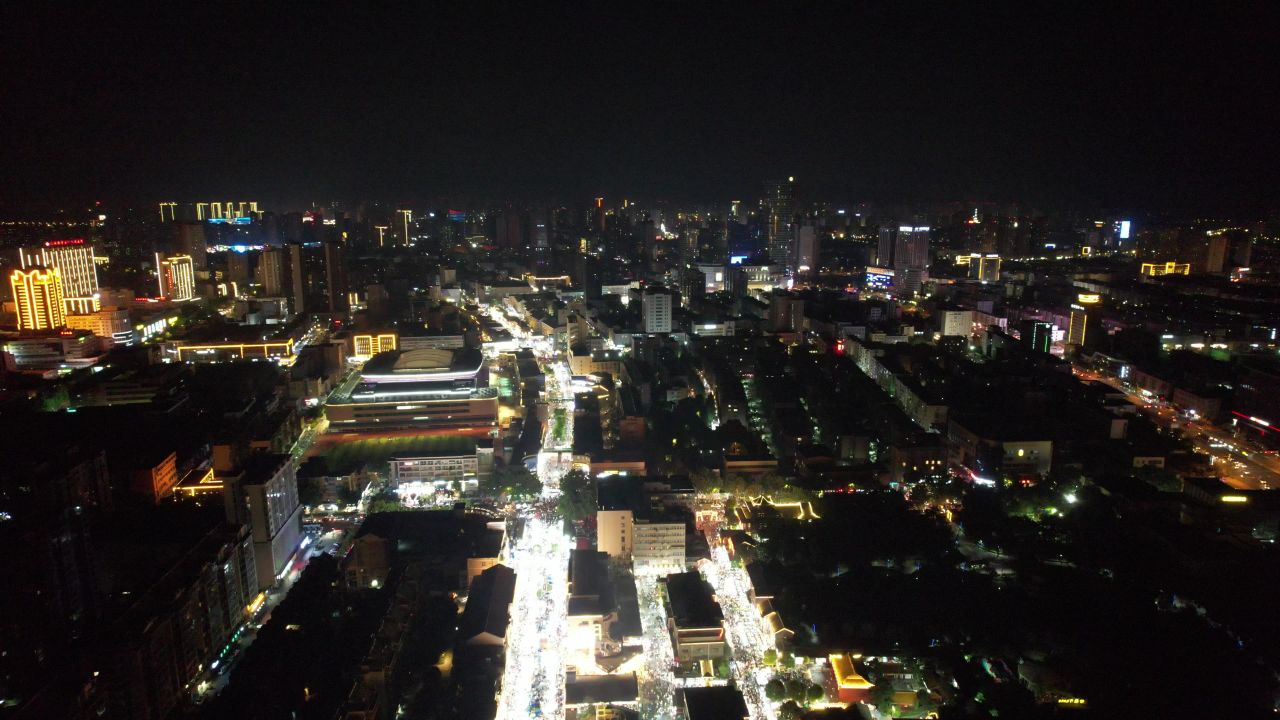 江苏连云港城市夜景航拍