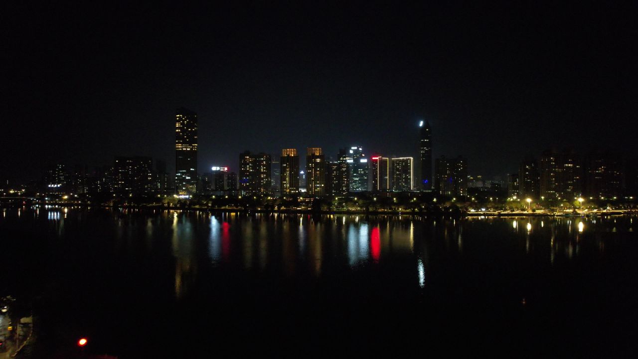 广东惠州城市夜景灯光航拍