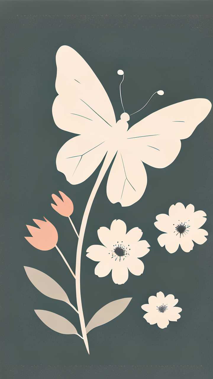 蝴蝶小花插画