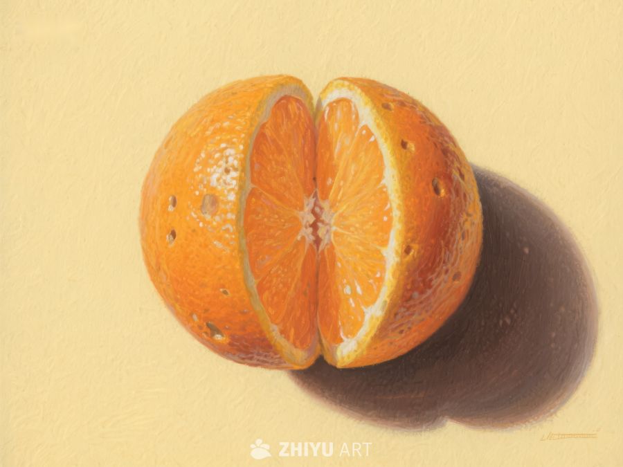 切开的橙子静物画 322
