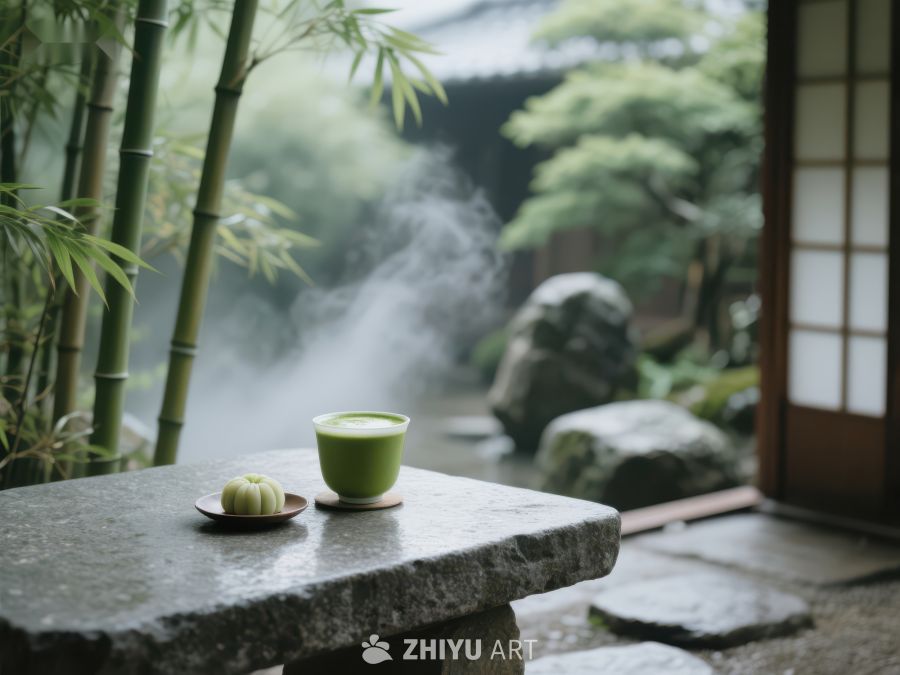 竹林旁的茶香与宁静