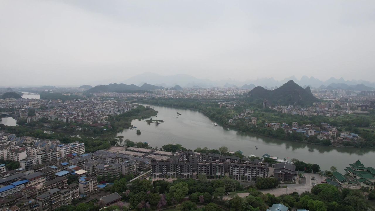 广西桂林山水风光航拍 