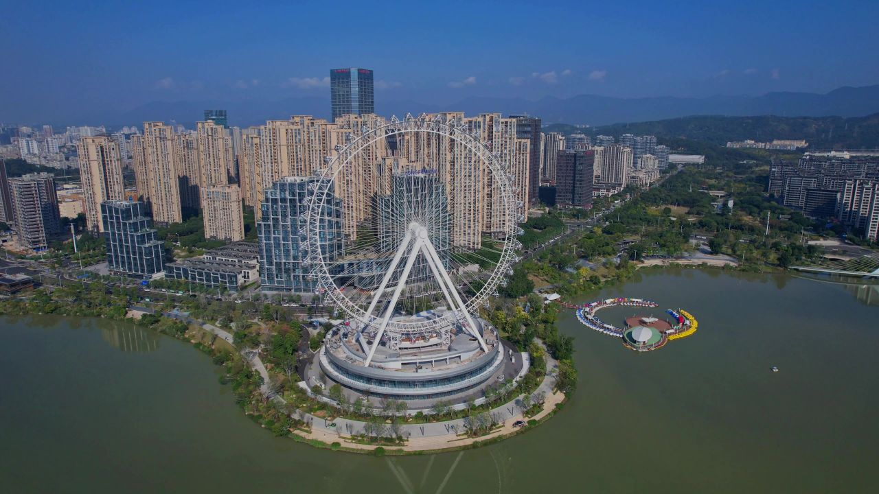 航拍福州晋安湖公园景观 8