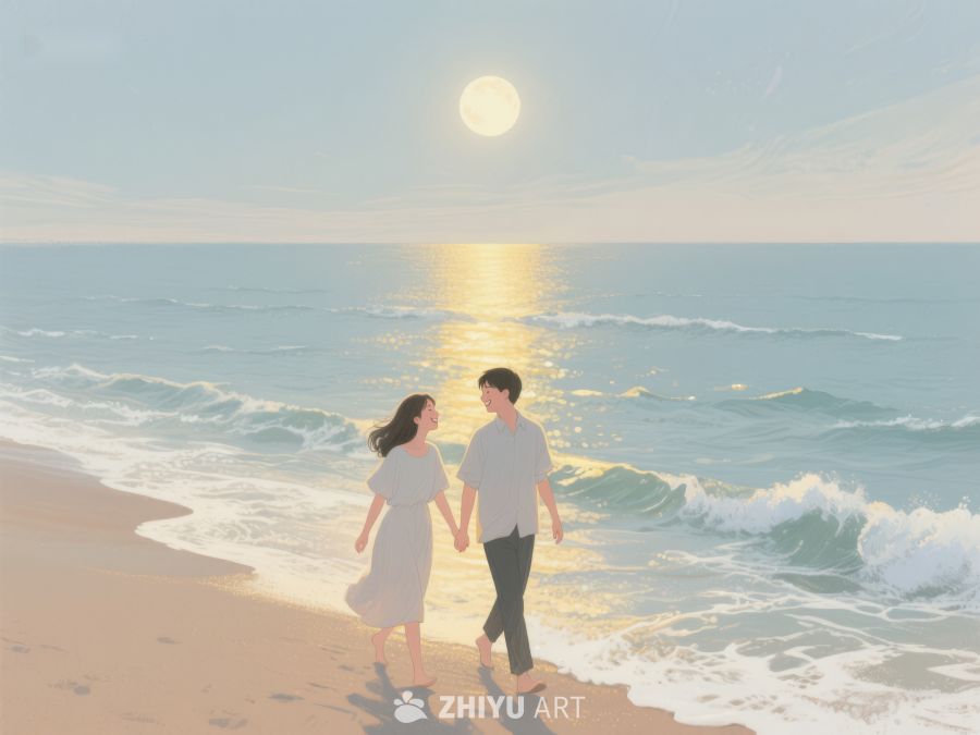 海边漫步的情侣 193