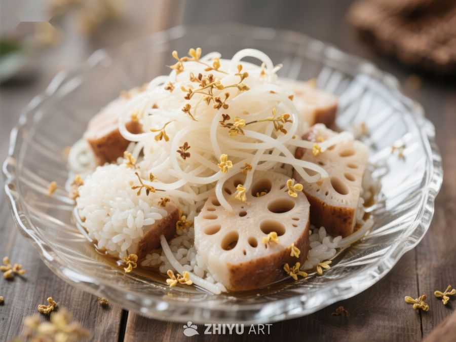 莲藕米饭配豆芽桂花 482