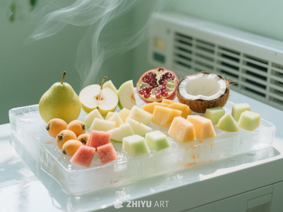 冰块上的新鲜水果拼盘 17