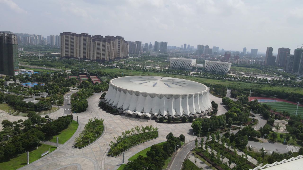 湖北荆州城市风光地标建筑航拍 