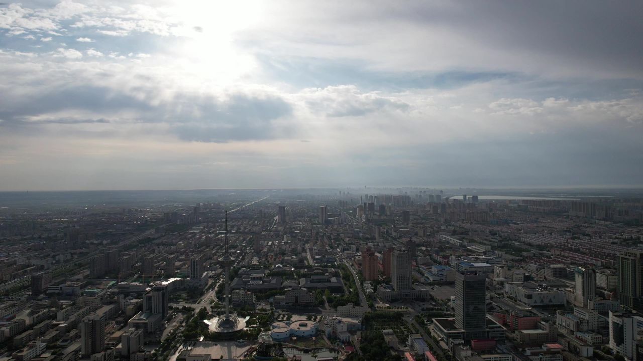 山东东营城市建设地标建筑航拍 