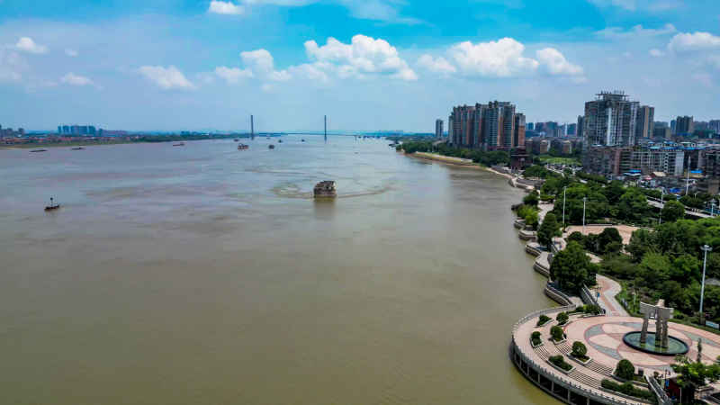 湖北鄂州城市风光航拍摄影图