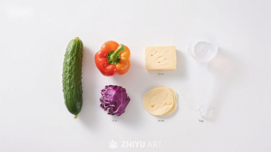 蔬菜与奶酪食材摆放