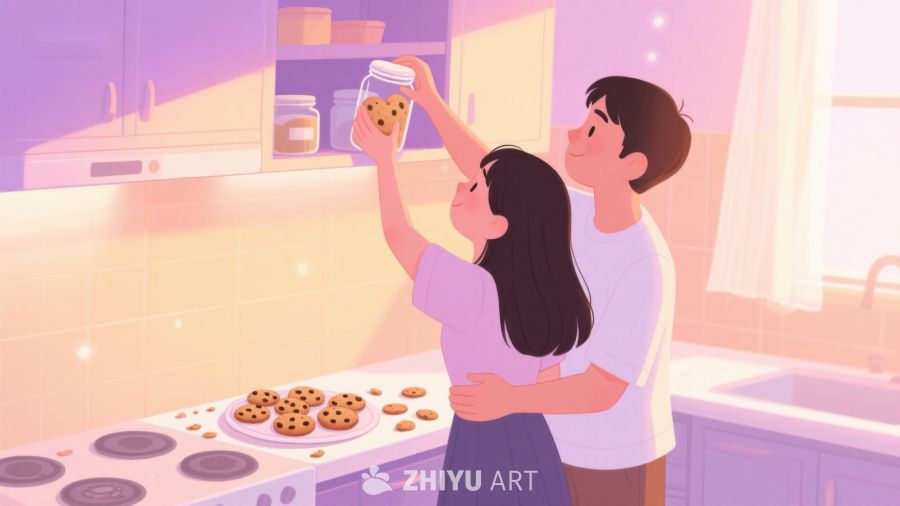 厨房温馨时刻：父女共享饼干 37