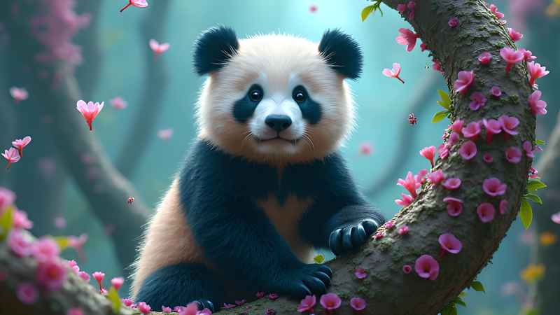 户外可爱的熊猫在玩耍 3