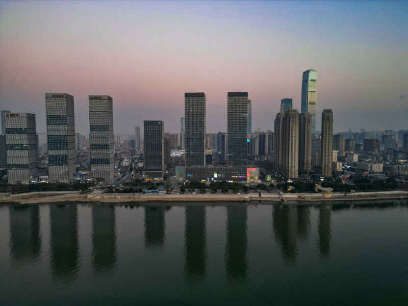 湖南长沙城市建筑高楼交通航拍摄影图