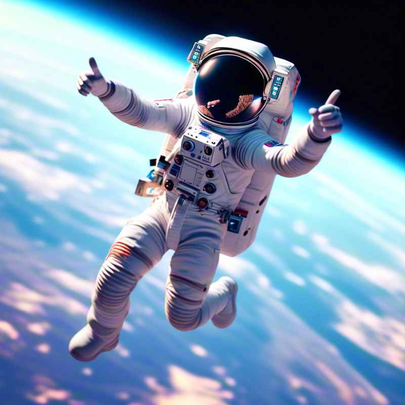 宇航员在太空中比手势大拇指 1