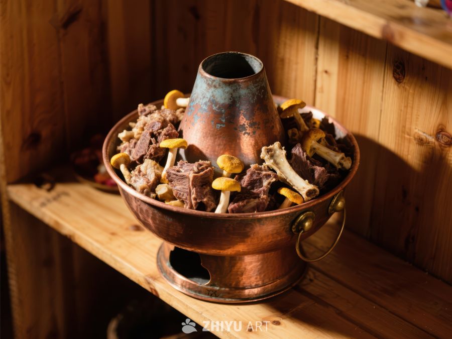 铜锅中的食材与装饰品 749