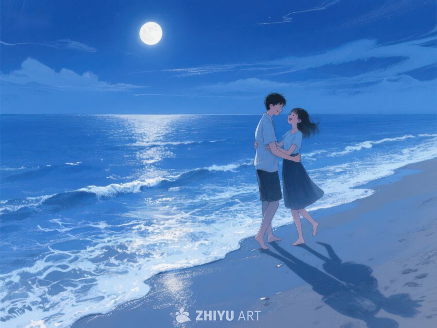 月光下的海边情侣 1185
