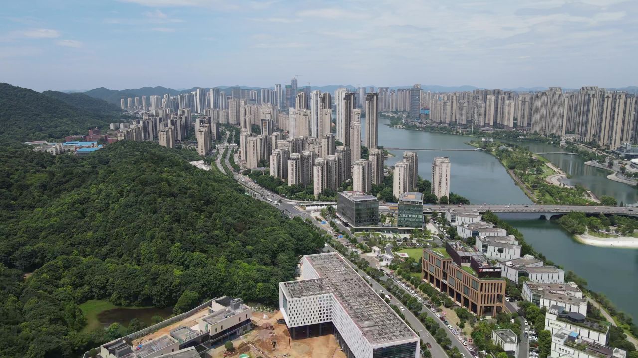 湖南长沙梅溪湖风光航拍