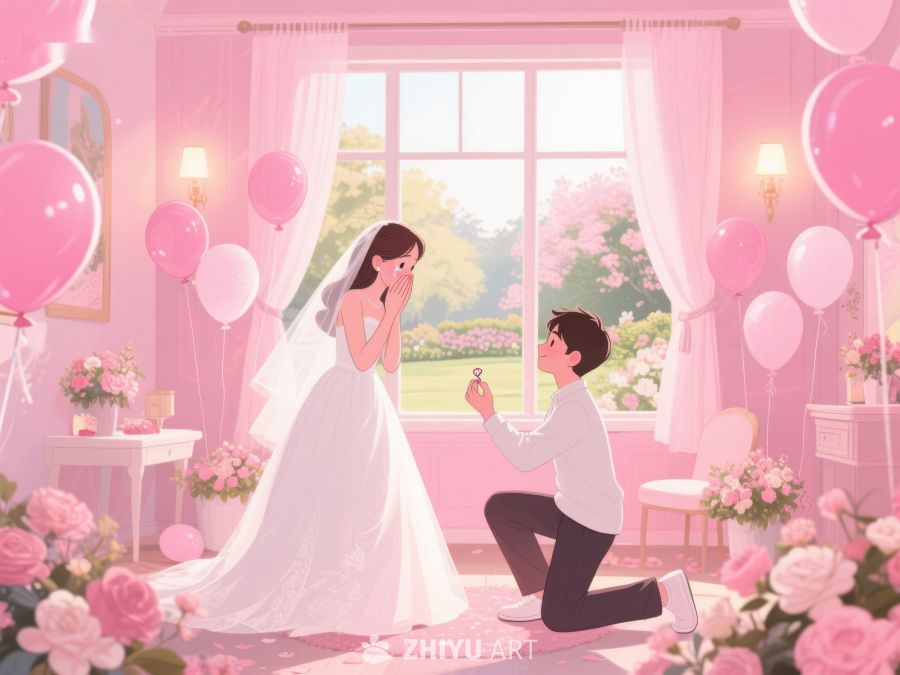 浪漫求婚瞬间，粉色主题房间 425