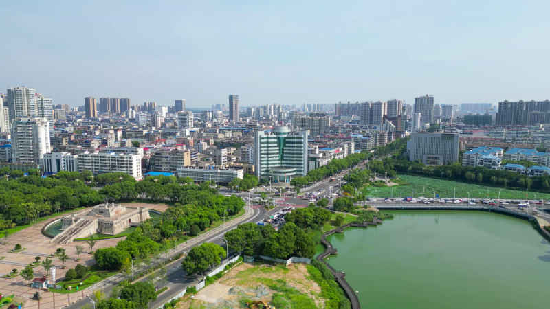 航拍湖北鄂州城市风光