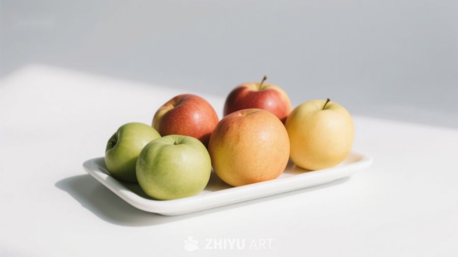 盘中色彩斑斓的苹果