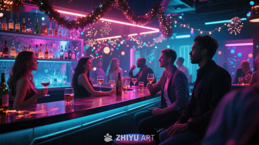 霓虹灯下的酒吧聚会 327