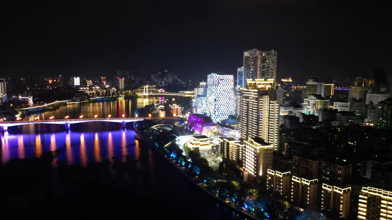 柳州夜景灯光航拍
