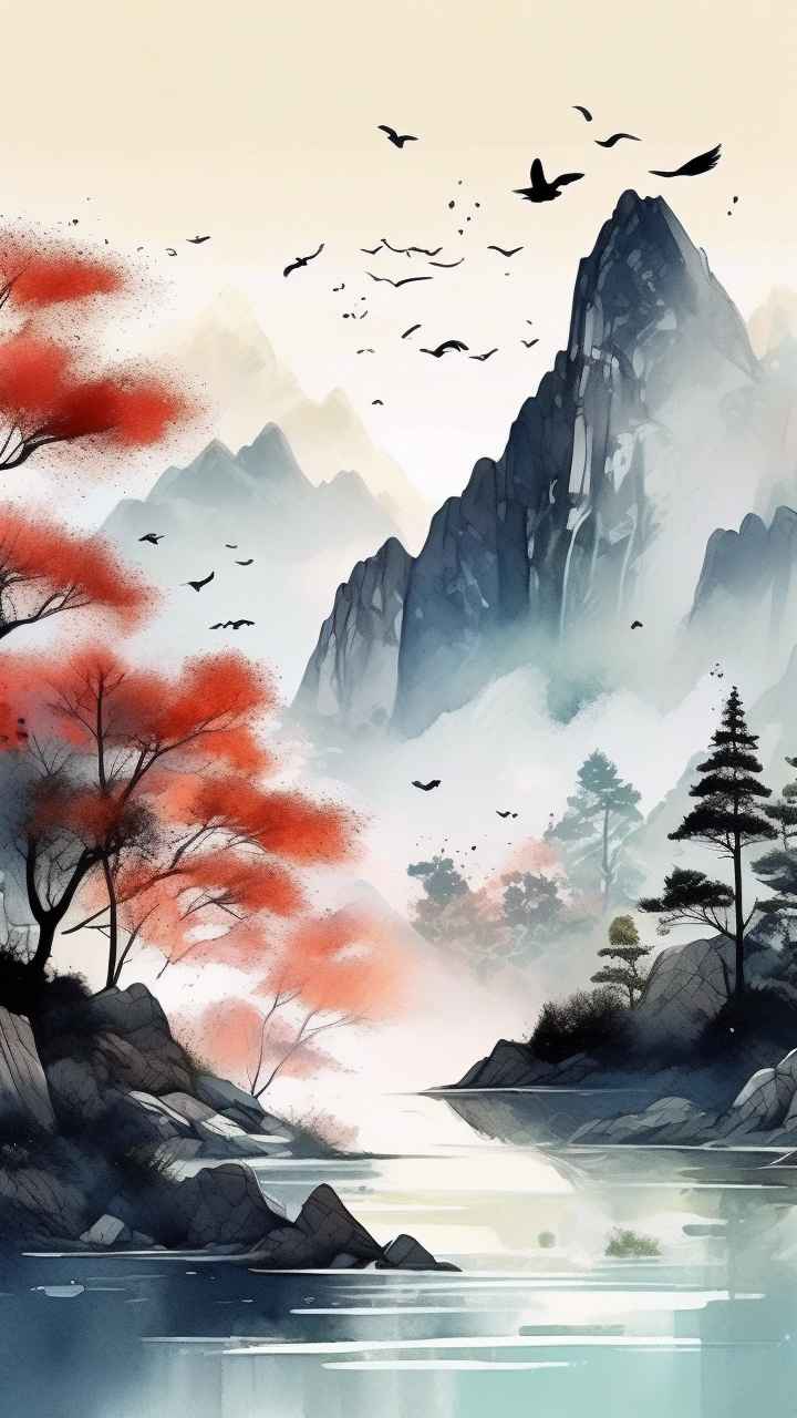 山水画国风背景 20
