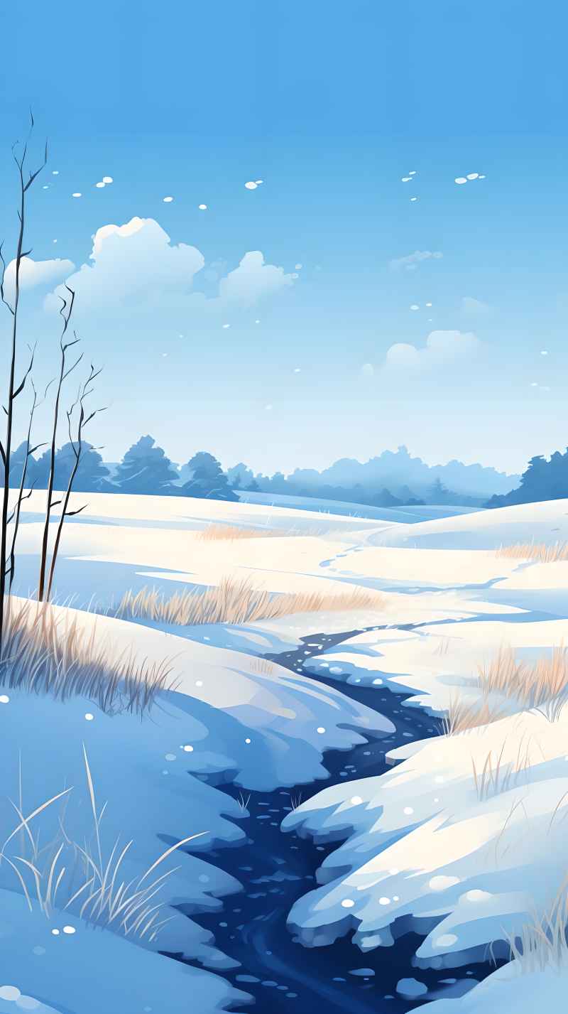 冬季唯美创意背景插画图 58