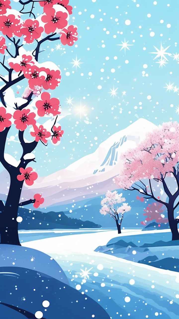 雪景唯美插画小屋 42
