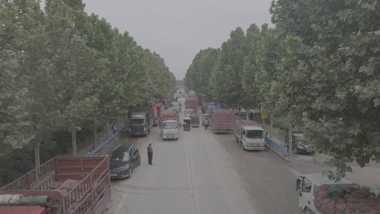 雾中繁忙的卡车市场