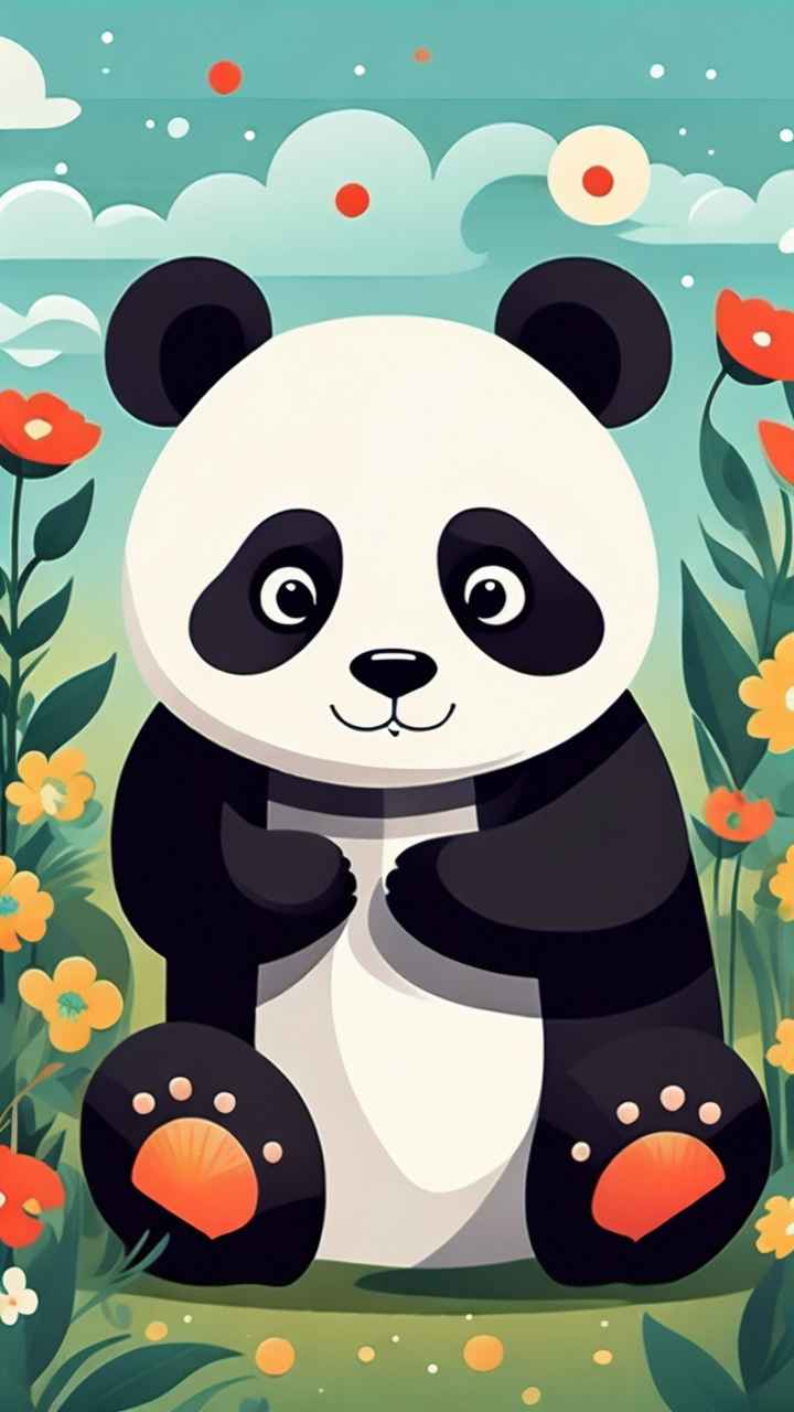 可爱熊猫插画简约风格 46