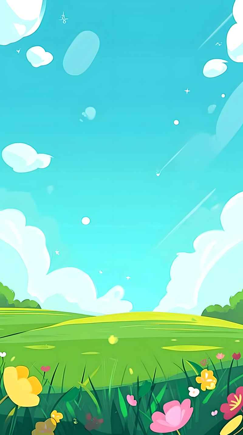 卡通背景有草简约插画背景 1