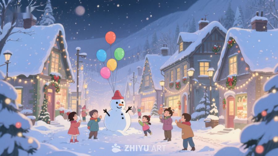 雪人与孩子们的欢乐圣诞夜 326