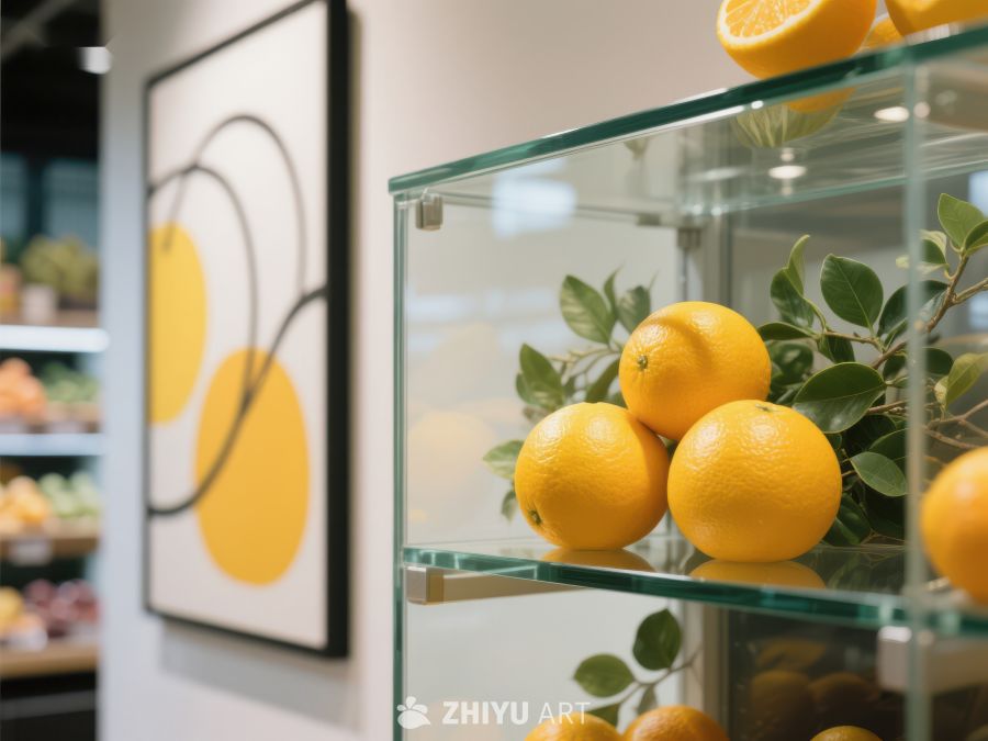 橙子展示柜与抽象画装饰 135