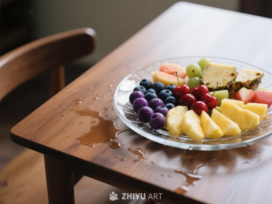 水果拼盘置于木质桌面上 529