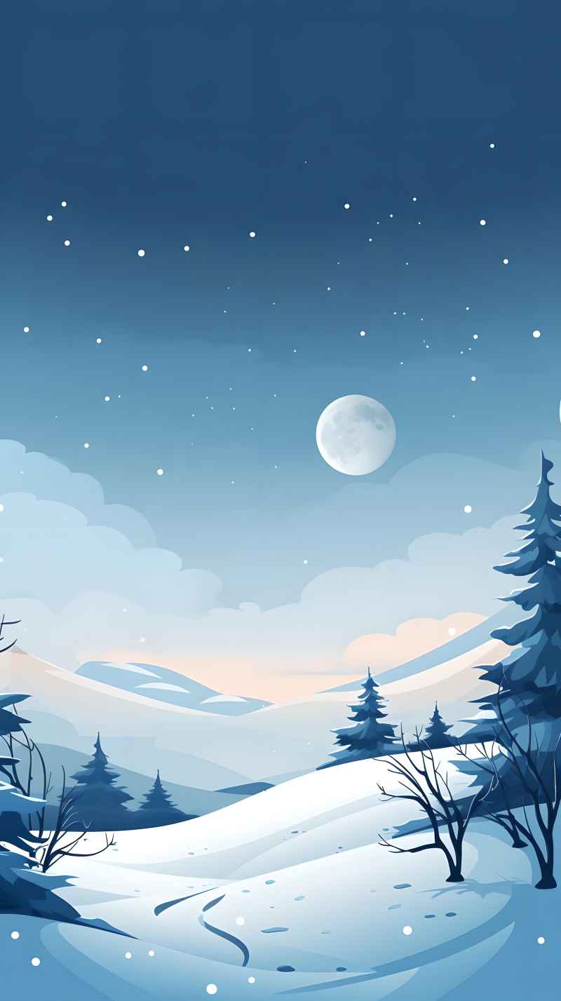 冬季唯美雪景创业插画 15