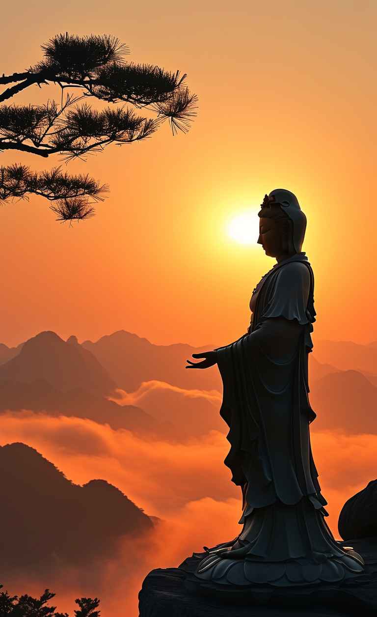 夕阳黄昏下的观音庄严 9