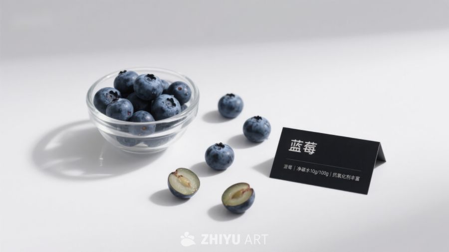 蓝莓展示：碗中与散落的果实 181