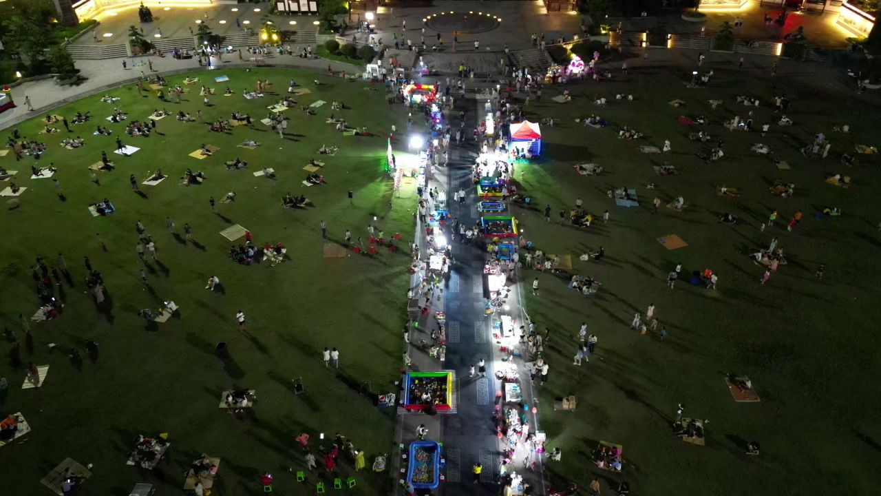 航拍湖南衡阳南岳区夜景 
