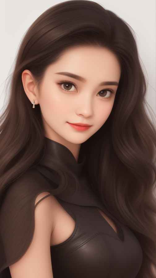 黑色皮衣美女