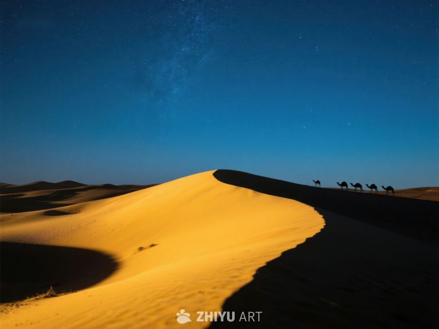 夜空下的沙漠驼队 378