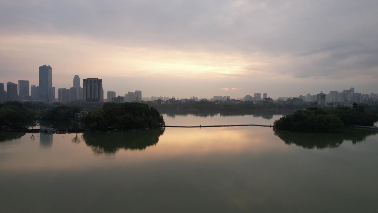 广东惠州日出惠州西湖日出航拍
