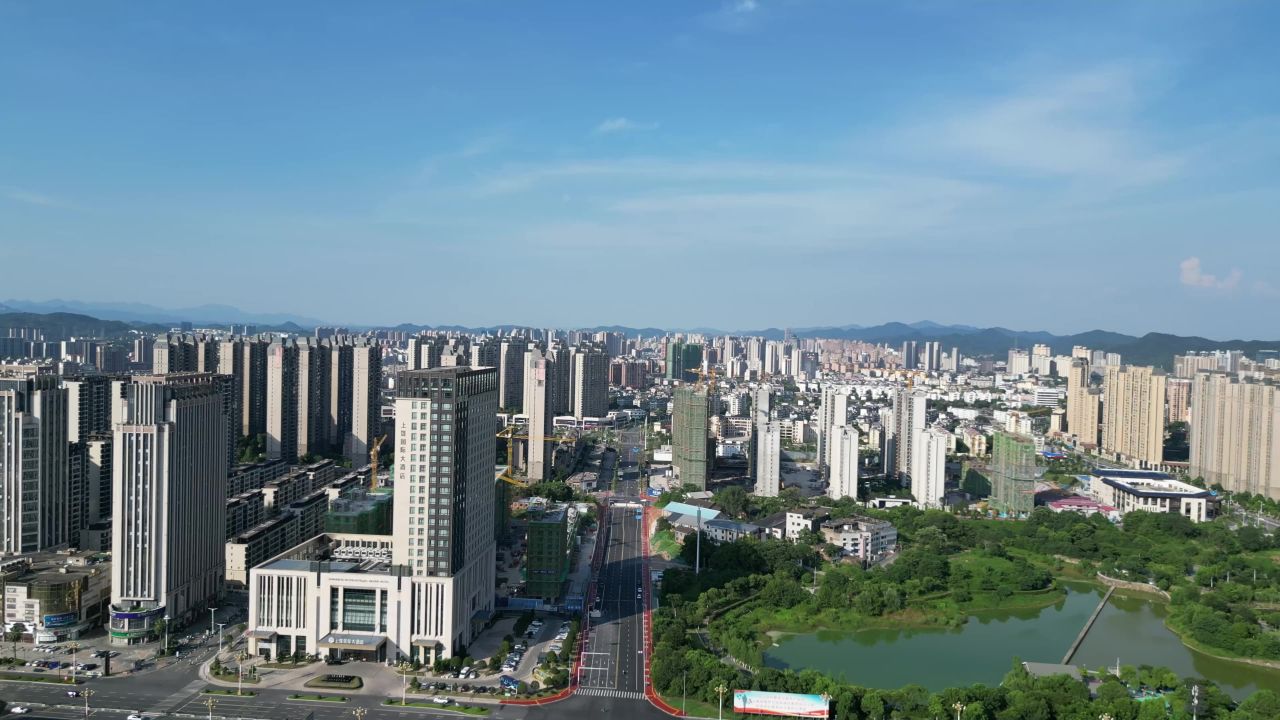航拍江西上饶城市风光上饶建设