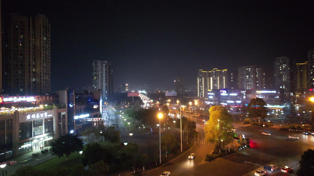 四川遂宁城市夜景灯光交通航拍