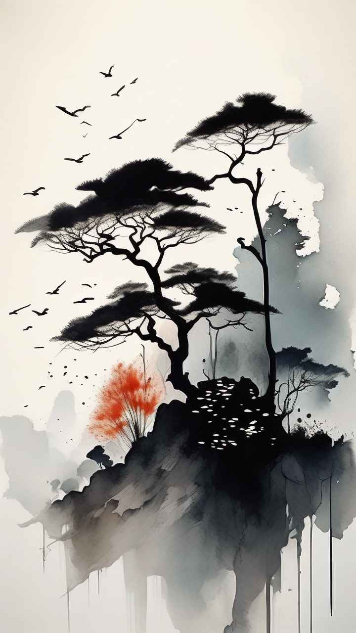 古风山水画唯美背景图 85