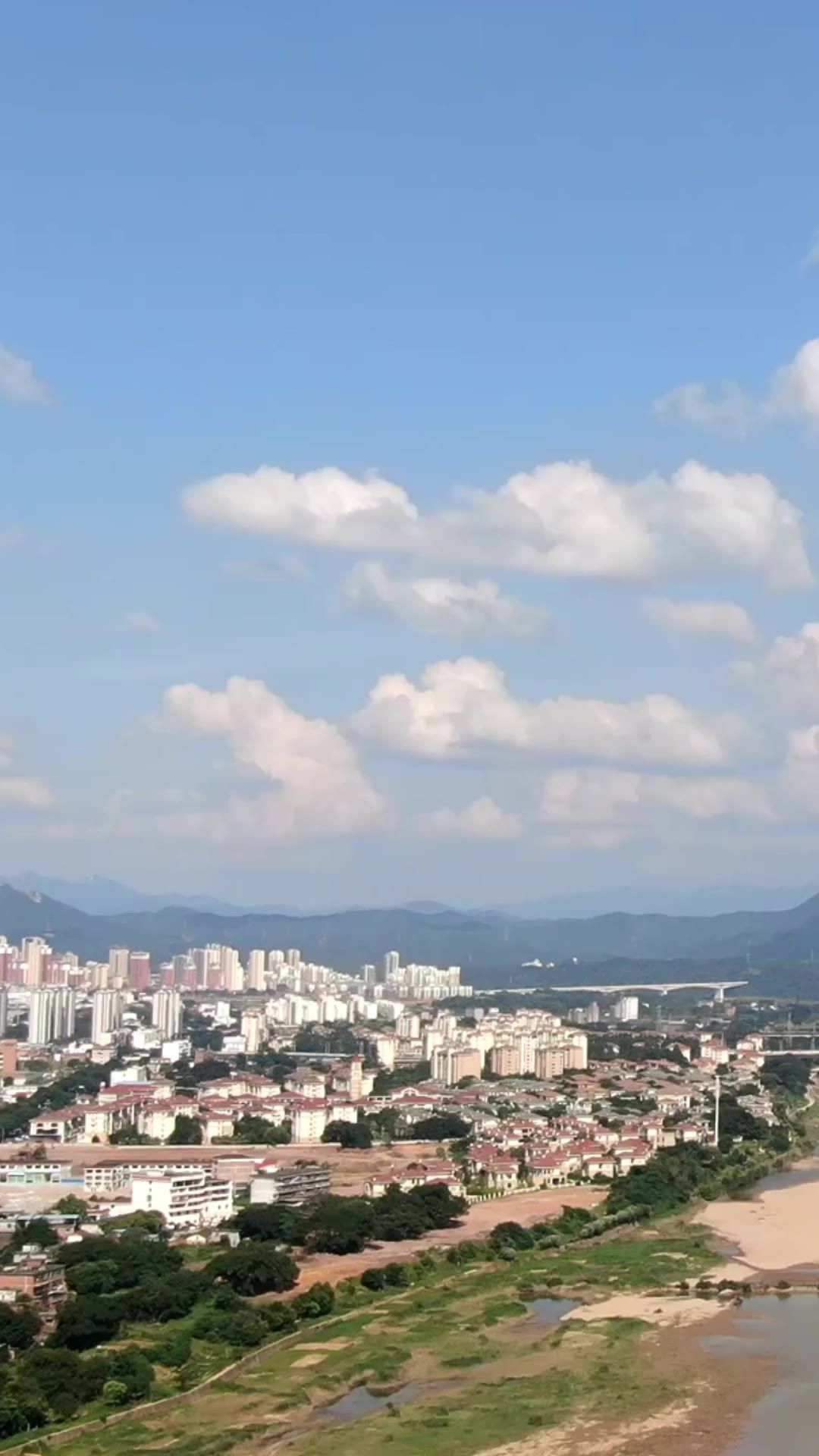 城市延时江西瑞金城市航拍延时