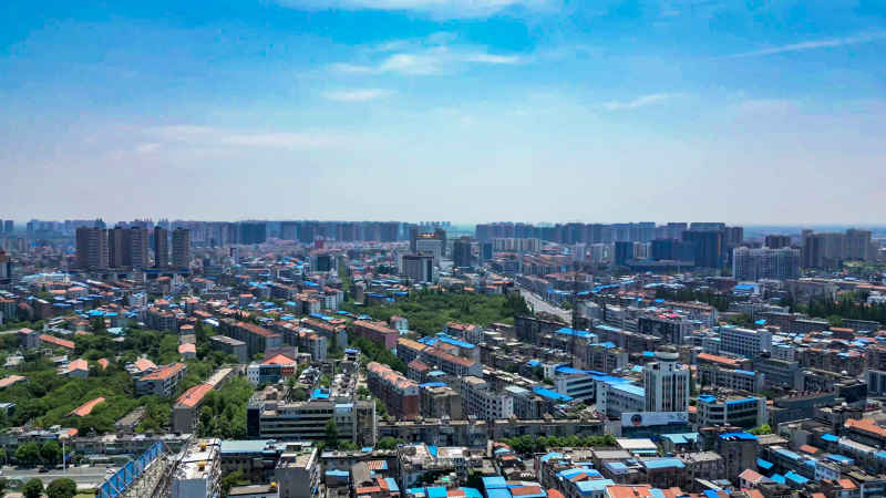 湖北鄂州城市风光航拍摄影图