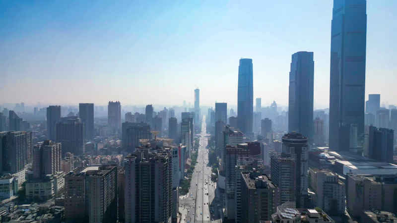 长沙城市清晨迷雾航拍