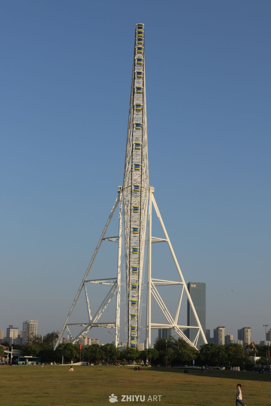 高耸摩天轮与城市风光