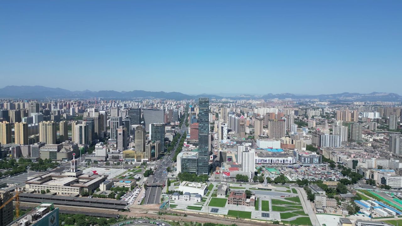  航拍河北石家庄城市建设石家庄大景